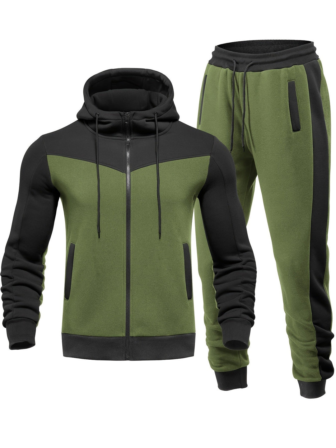 Drune | Unifarbener Trainingsanzug Mit Kragen Jacke Und Hose Für Herren - Perfekt für lässige Tage