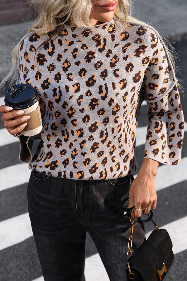 Drune | Strickpullover mit Leopardenmuster und lockerem Rollkragen