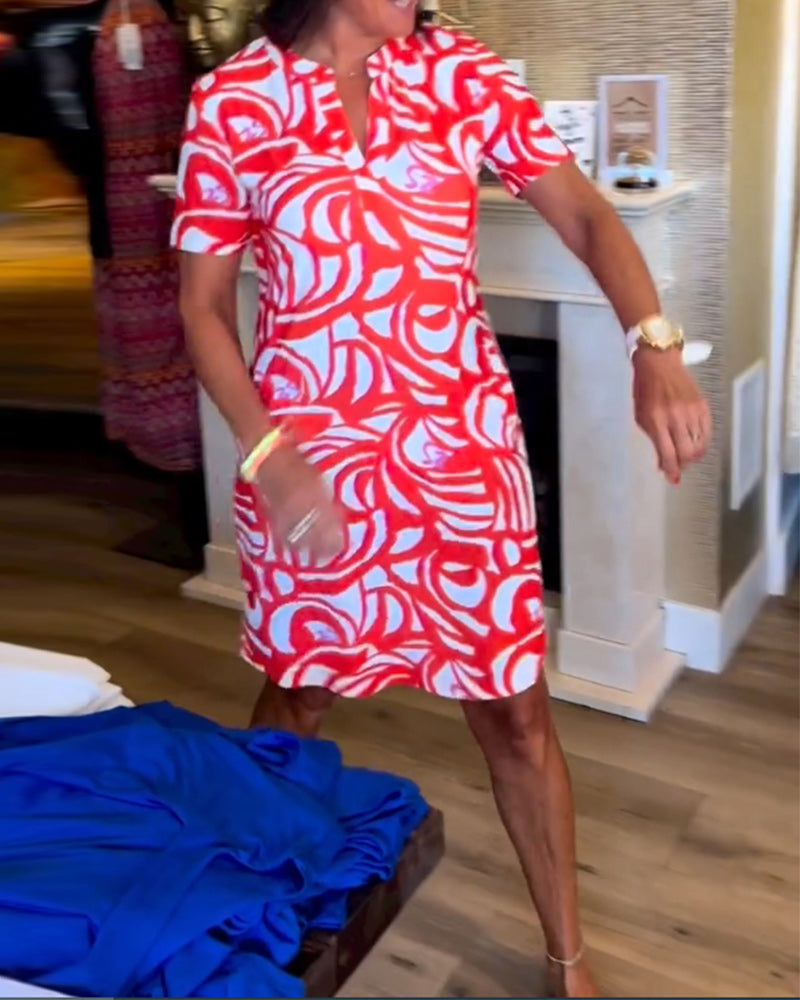 Drune | Lässiges Kurzärmeliges Kleid mit Print