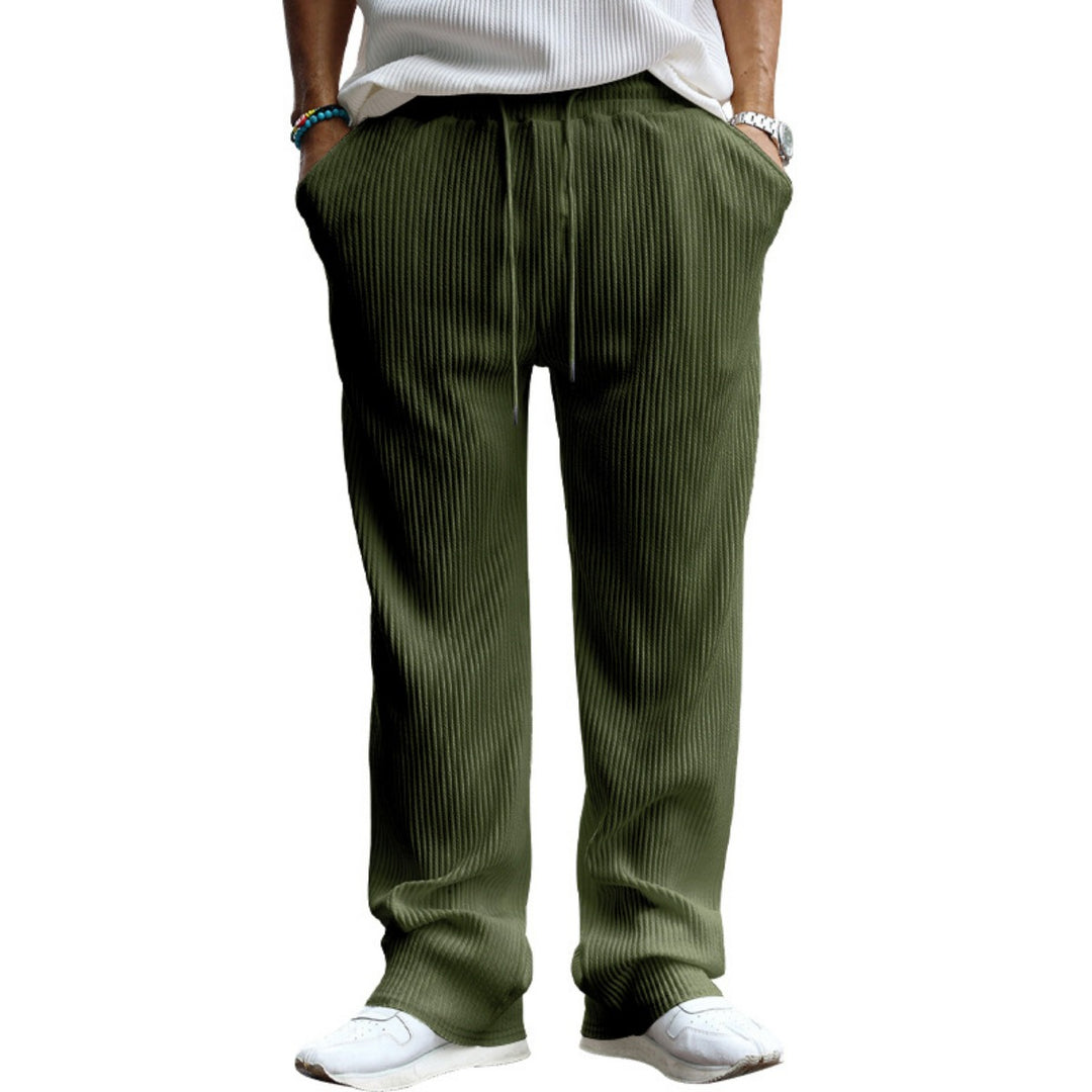 Drune | Dropping Gestreifte Hose mit hoher Taille und weitem Bein