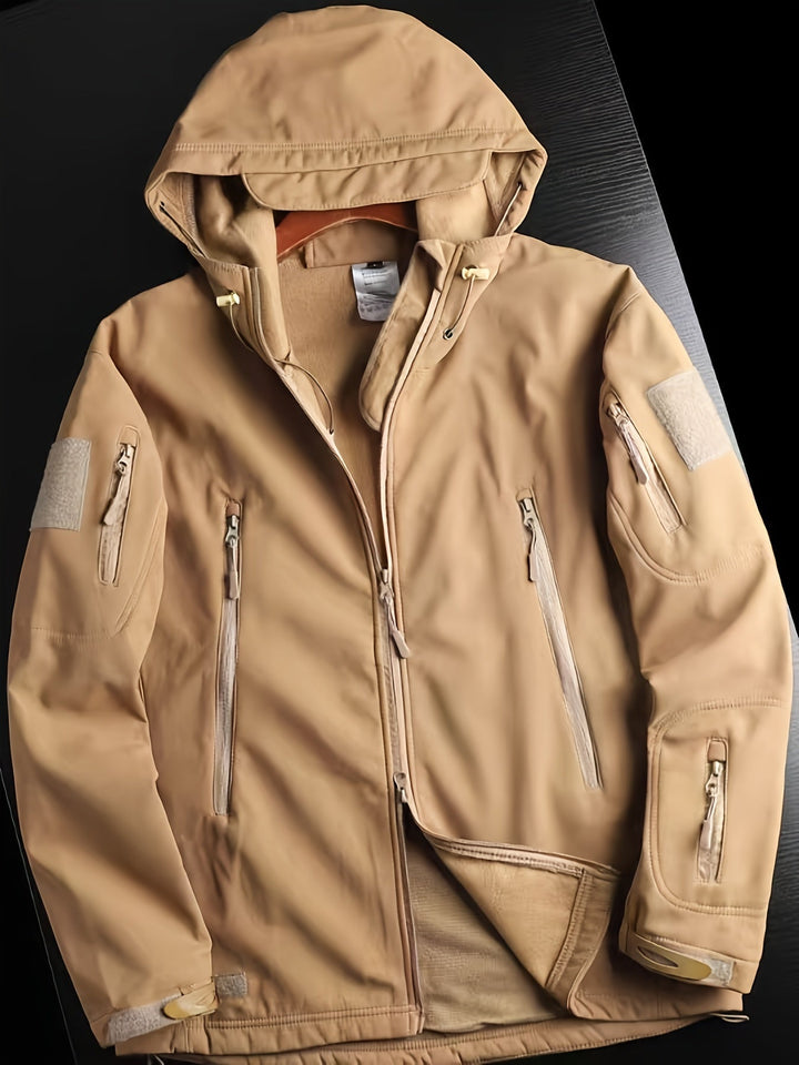 Drune | Softshell Jacke - Winddichte Tactical Outdoor Jacke mit Kapuze & Reißverschlusstaschen