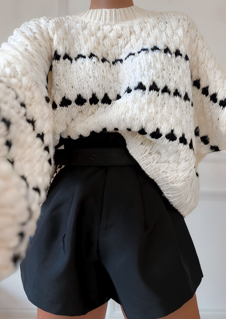 Drune | Kräftiger Strickpullover Kontrastierendes Design Warm und Zeitgemäß