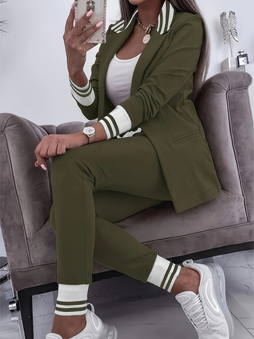 Drune | Slim Hosen Und Blazer Outfit Set Für Damen - Perfekt Für Lässige Tage
