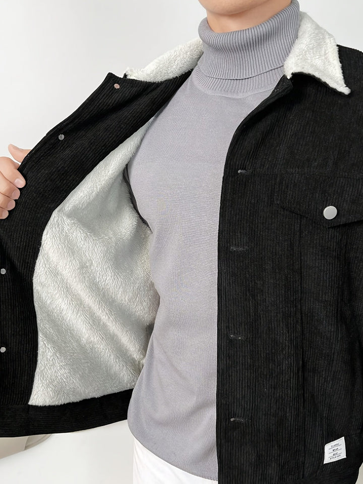Drune |  Corduroy Stil Winterjacke Mit Kragen Für Herren - Perfekt für Outdoor-Aktivitäten
