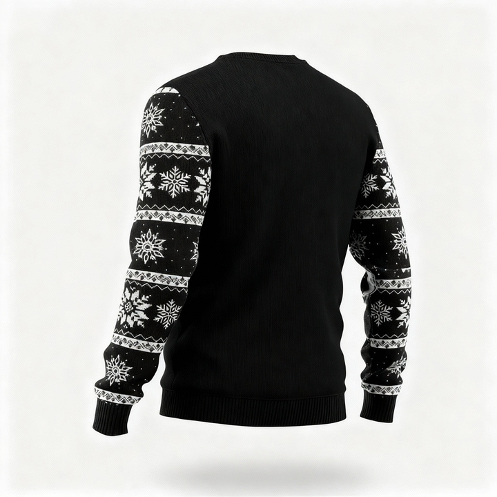 Drune | Lustiger Tier- & Weihnachtsgeschenke-Musterdesign - Schwarzer Holiday-Icon-Pullover