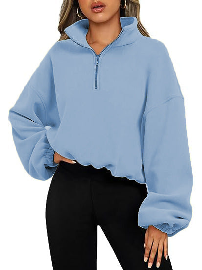 Drune | Damen Sweatshirt mit Halb-Zip und Stehkragen