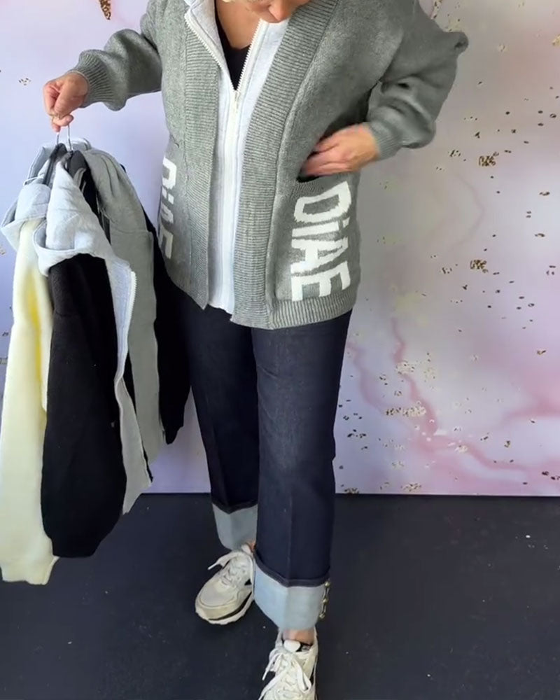 Drune | Langärmliger Pullover Mantel mit Buchstaben