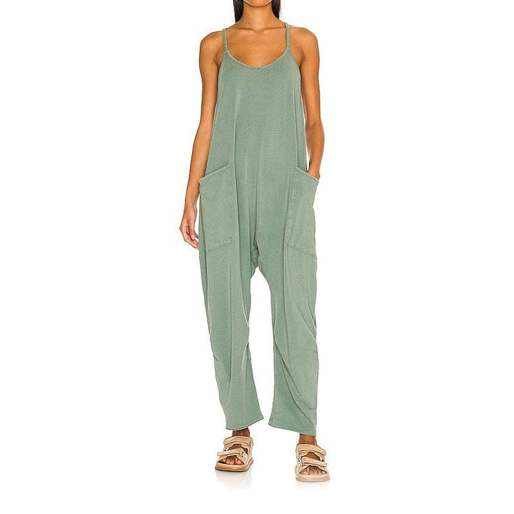 Drune | Locker Weites Bein Ärmelloser Jumpsuit Für Damen