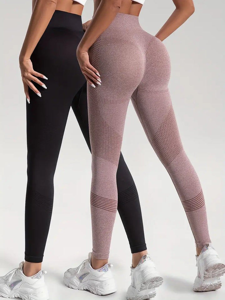 Drune | 2 Stk. Sport Leggings für Yoga und Fitness Einfarbige Farbe mit Hohem Stretch.