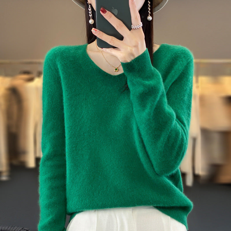 Drune | Lockere Damenpullover mit V-Ausschnitt für Herbst und Winter