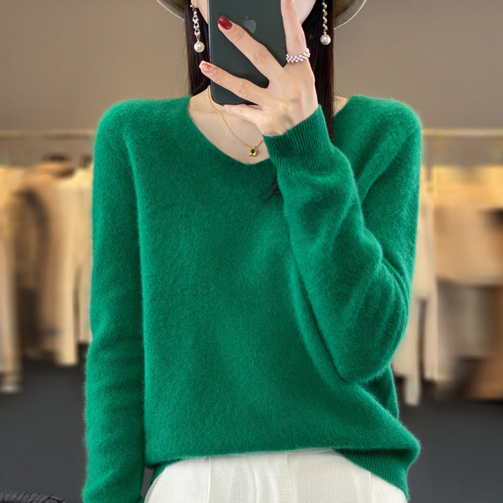 Drune | Lockere Damenpullover mit V-Ausschnitt für Herbst und Winter