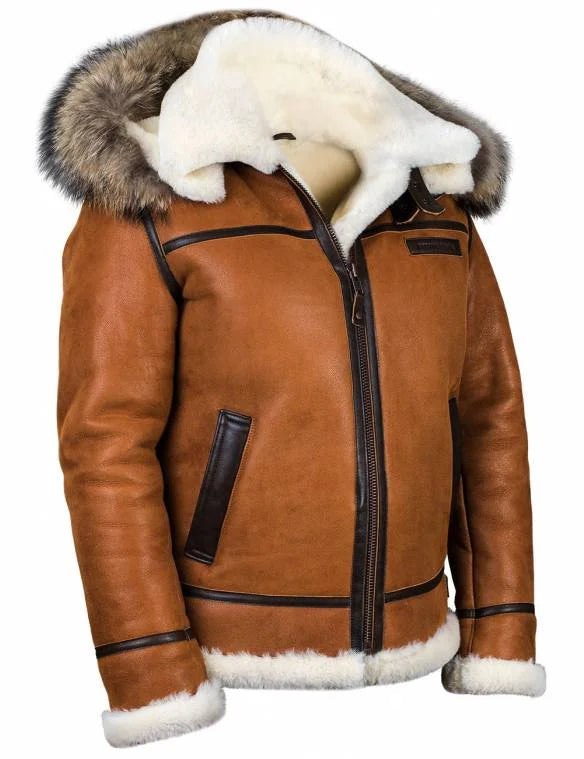 Drune | Winter Lammfelljacke mit Pelzkapuze