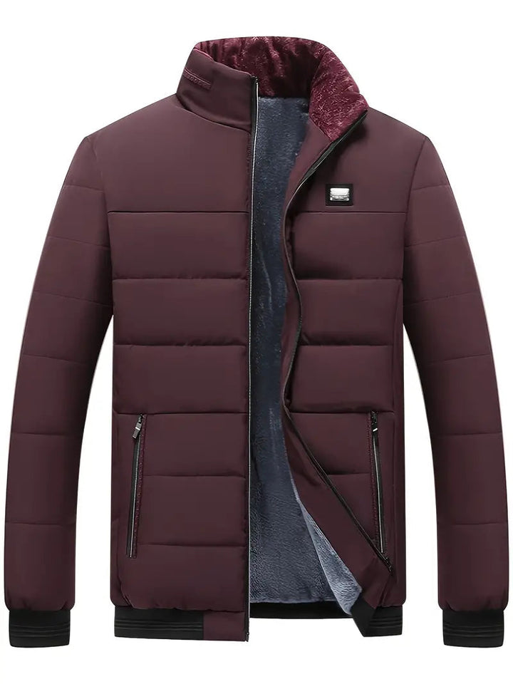 Drune | modische Jacke für Herren mit Stehkragen - dicker und warmer Wintermantel mit Samtfutter