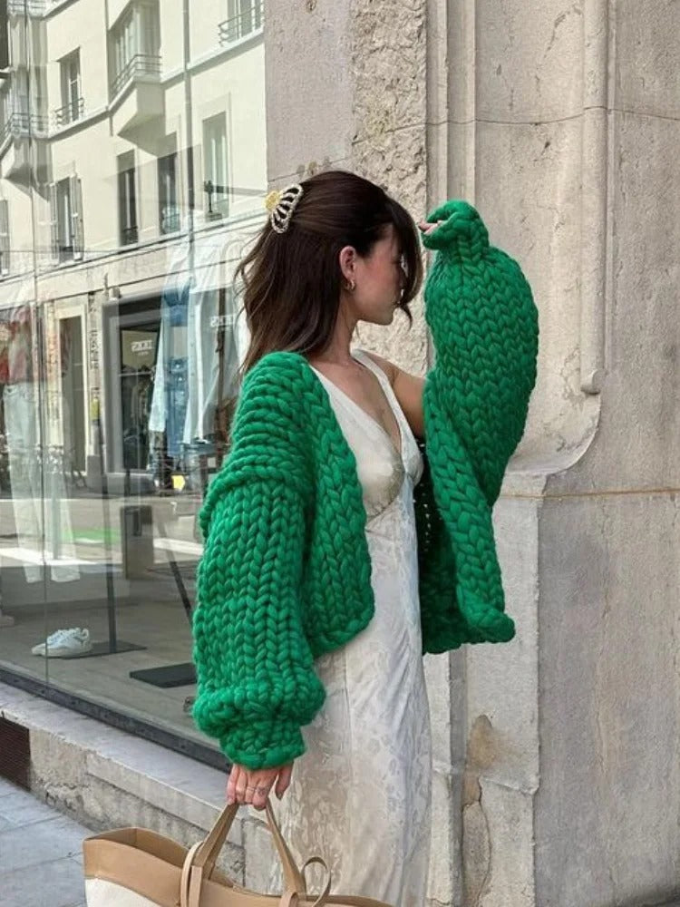 Drune | Cozy knitted cardigan in a solid color, casual