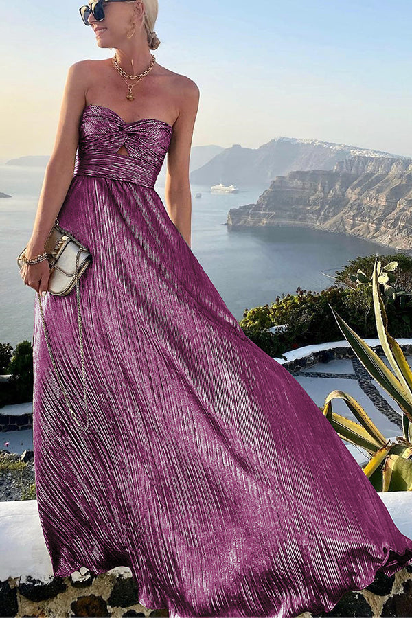 Drune | Elegantes und Glänzendes Kleid mit Entblößten Schultern