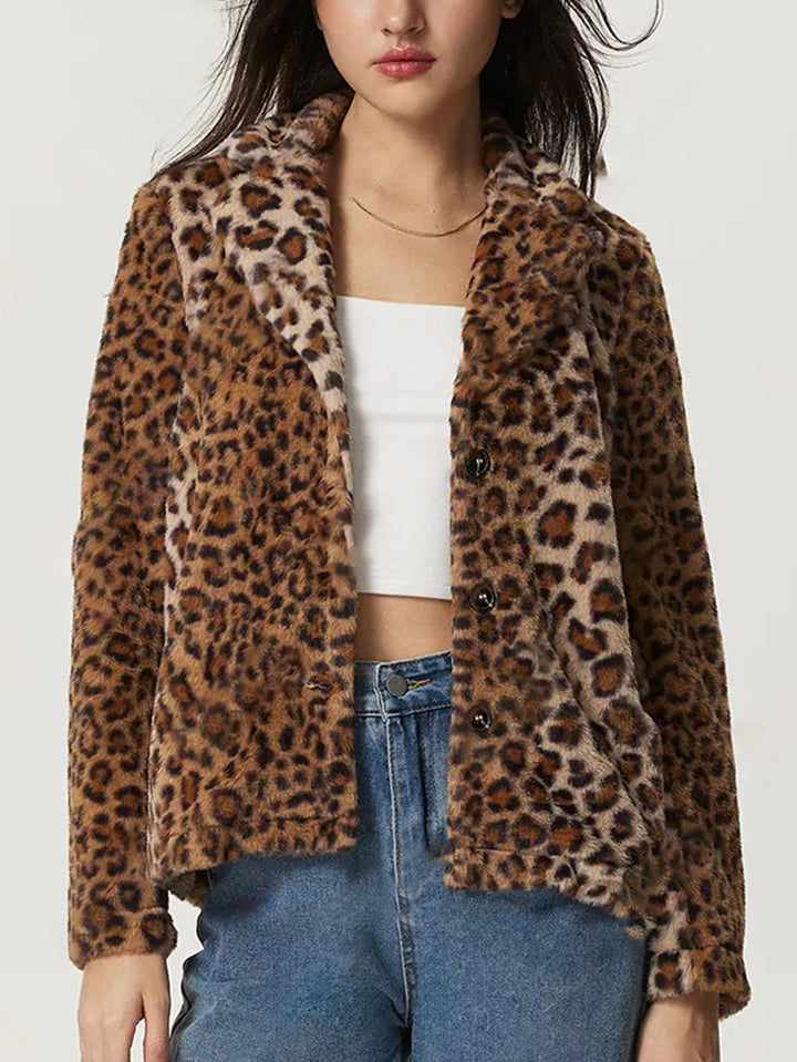 Drune | Jacke mit Revers mit Leopardenmuster
