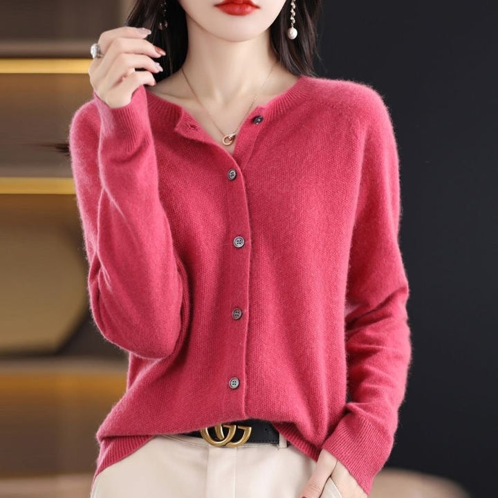 Drune | Merino Wollstrickjacke Mit Rundhalsausschnitt Und Langen Ärmeln