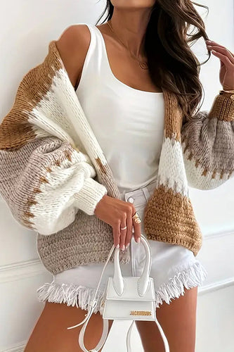 Drune | lässige Strickjacke mit Kontrastnaht-Detail