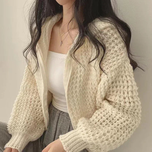Drune | Cropped hooded cardigan with neckline details