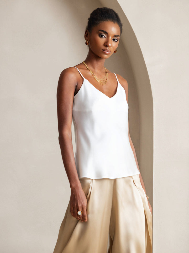 Drune | V-Ausschnitt Reine Seide Spaghettiträger Camisole Top