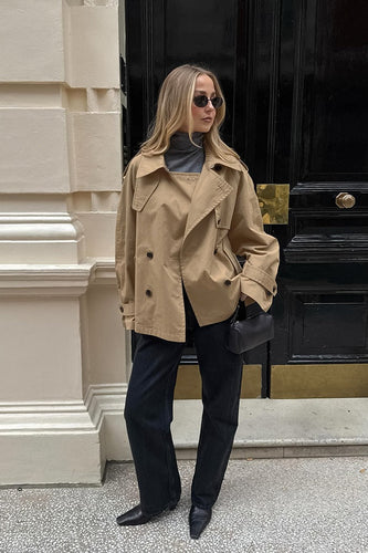 Drune | Khaki Trenchkragenjacke