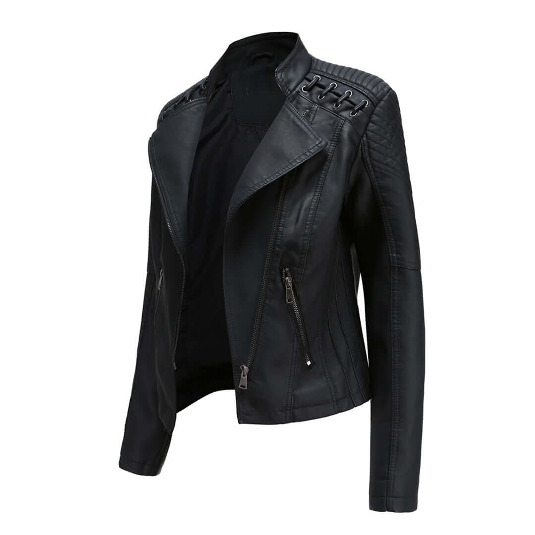 Drune | Damen Faux-Leder Bikerjacke