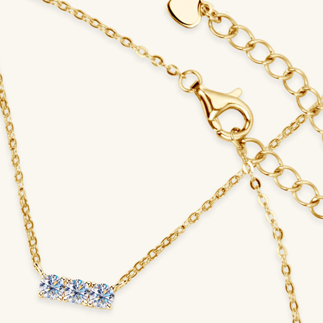 Drune | 925 Sterling Silber Eingelassene Moissanit Bar Halskette