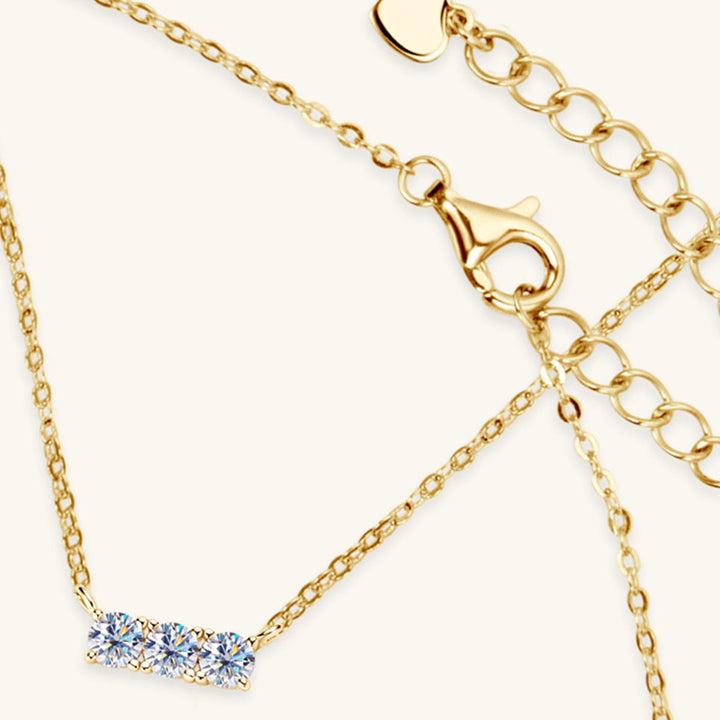 Drune | 925 Sterling Silber Eingelassene Moissanit Bar Halskette