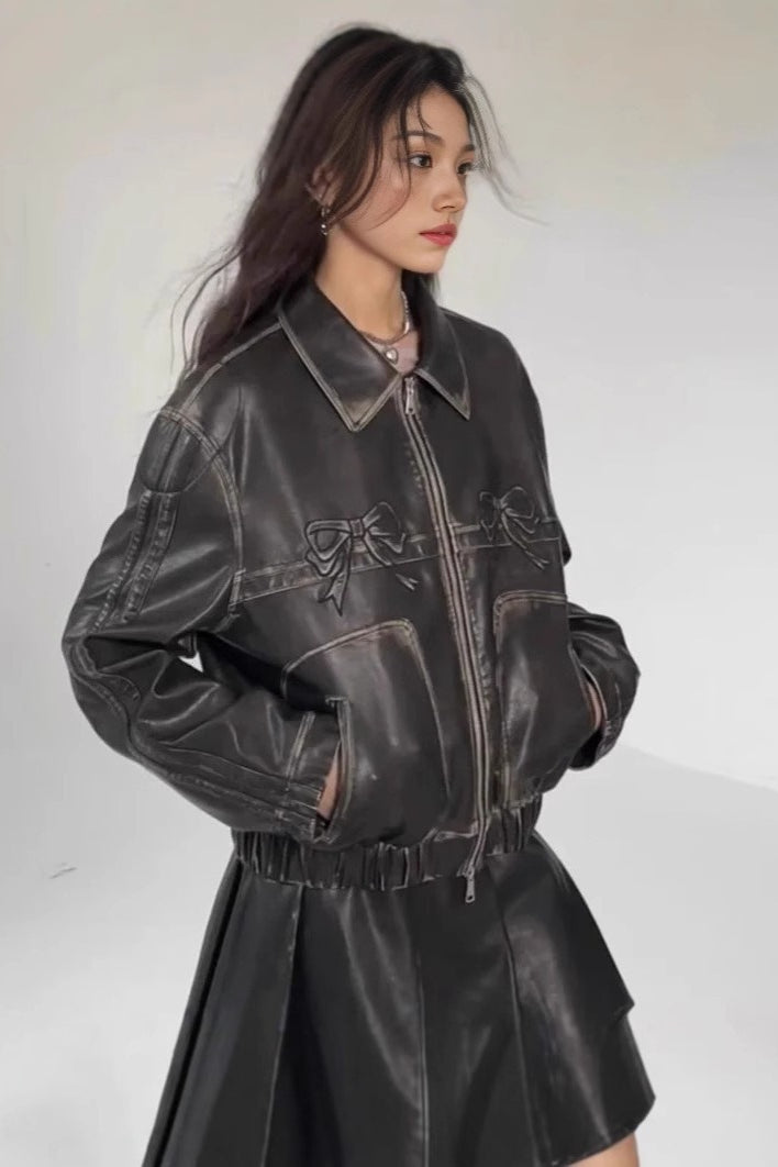 Drune | Dekor Faux Leder Bikerjacke