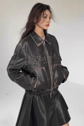 Drune | Dekor Faux Leder Bikerjacke