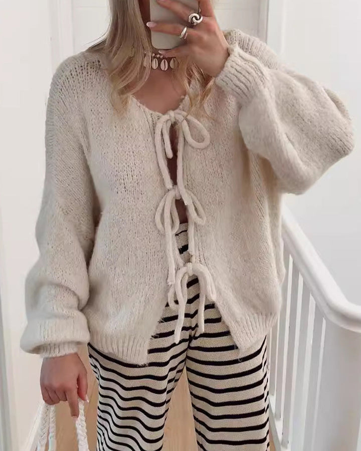 Drune | Strickjacke mit Schnürung Im Lazy Stil