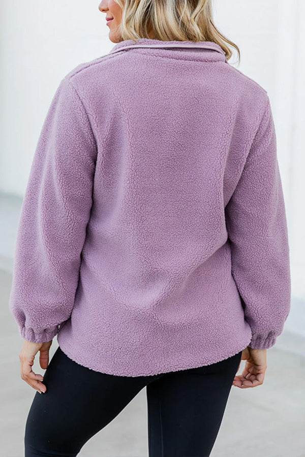 Drune | Sherpa Kontrastbesatz Reißverschluss-Taschenjacke
