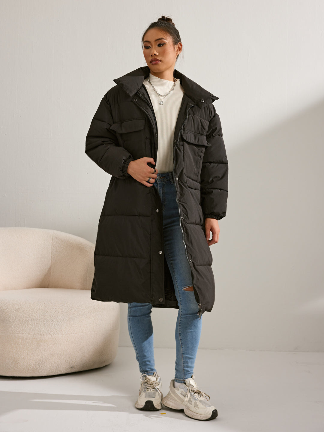 Drune | Halblange Fleece Winterjacke mit Kapuze für Frauen - Perfekt für Wintertage
