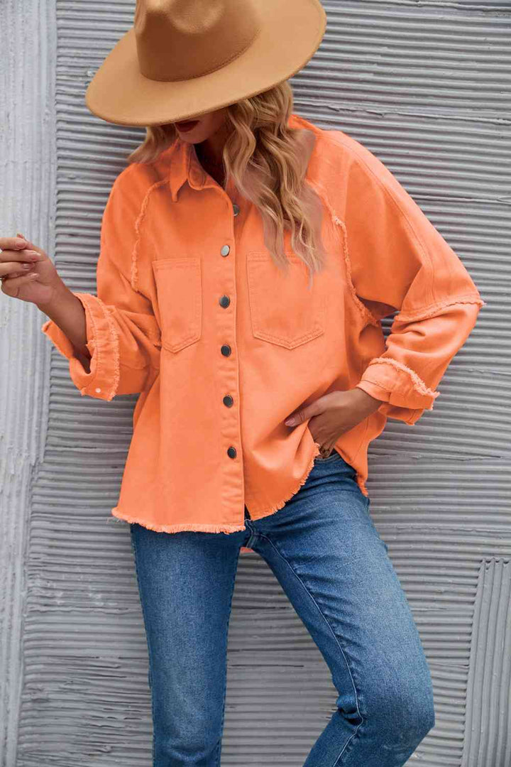 Drune | Raw Hem Kragen Denimjacke