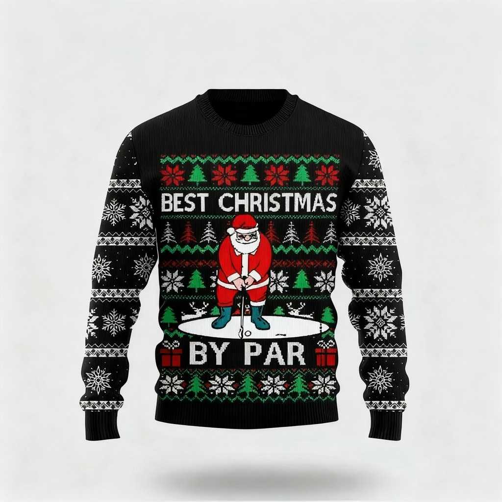 Drune | Santa Claus Cartoon Design - Schwarzer Feiertagsikone Pullover
