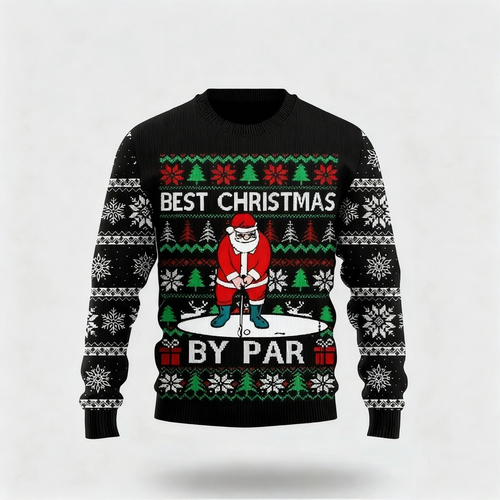 Drune | Santa Claus Cartoon Design - Schwarzer Feiertagsikone Pullover