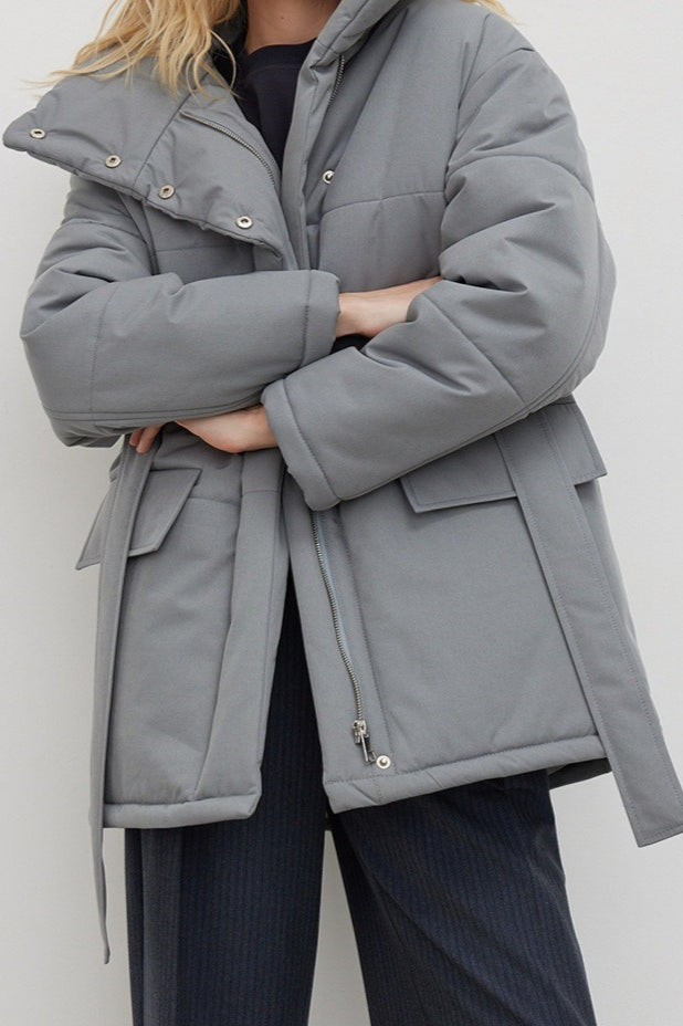 Drune | Baumwolle Krawatten Taille Puffer Jacke