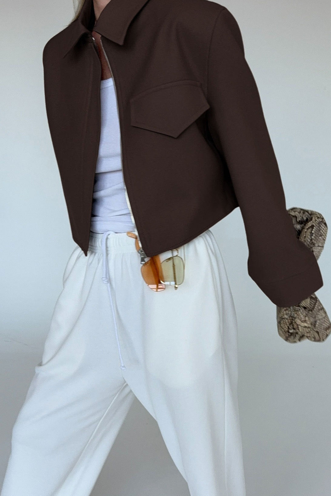 Drune | Länge Braune Reißverschlussjacke