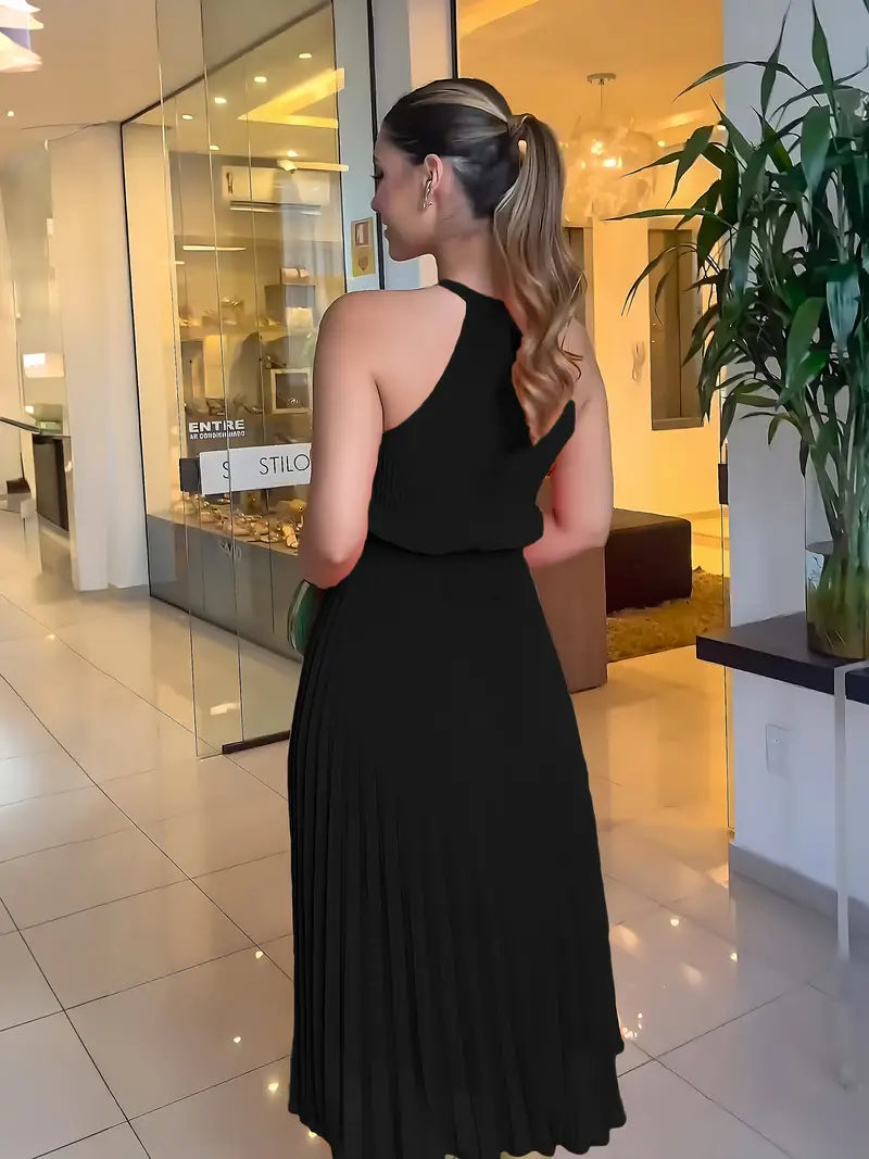 Drune | Elegantes X-Sommer Midikleid mit Rundhalsausschnitt und Gesch Gathered Taille