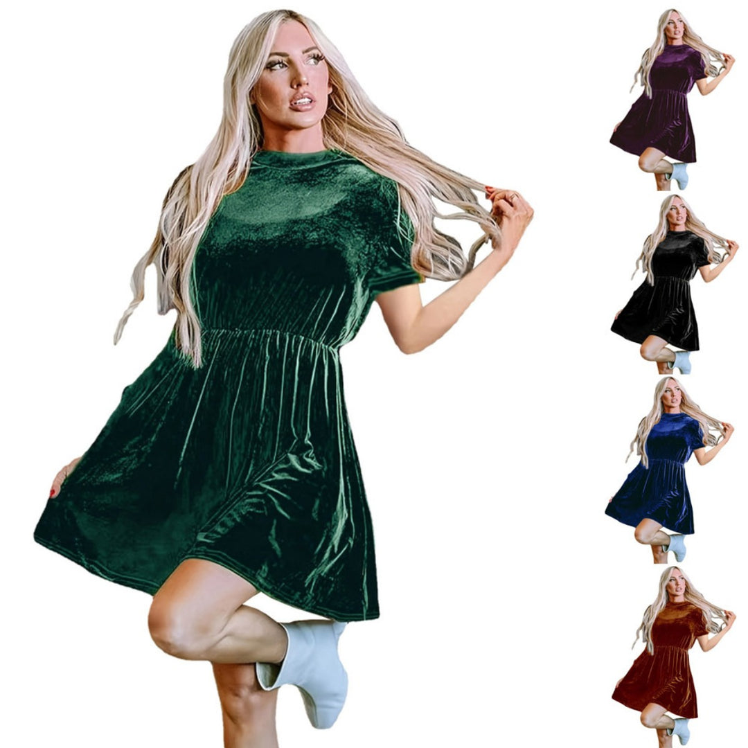 Drune | Einfarbiges Samtkleid