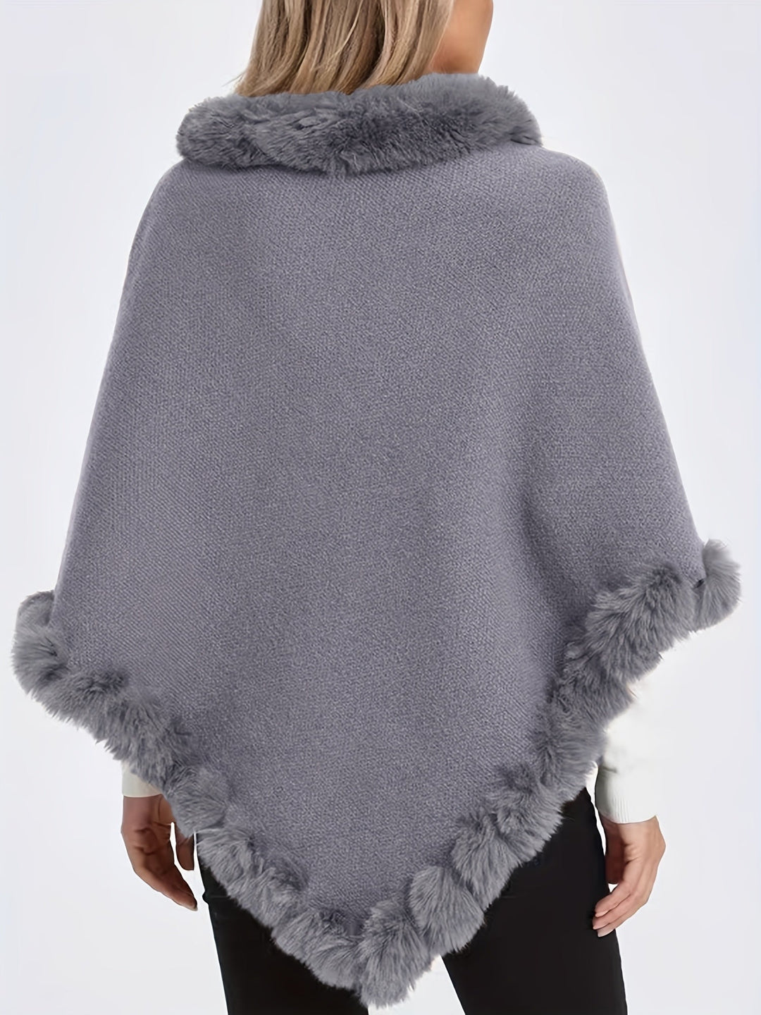 Drune | Poncho mit Pelzdetails Acrylmix Elegante Struktur