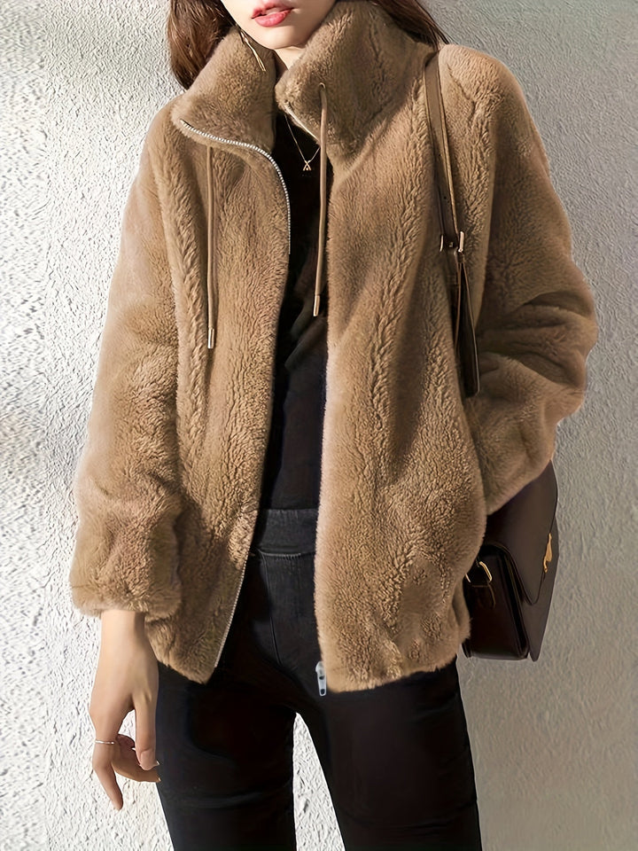 Drune | Zip up Langarm Teddy Mantel