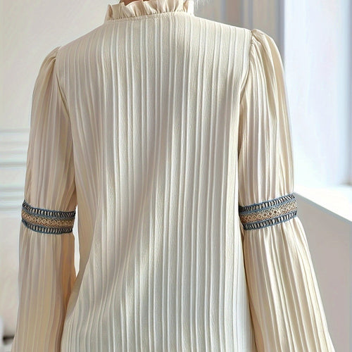 Drune Spitzen-Patchwork-Shirt mit V-Ausschnitt
