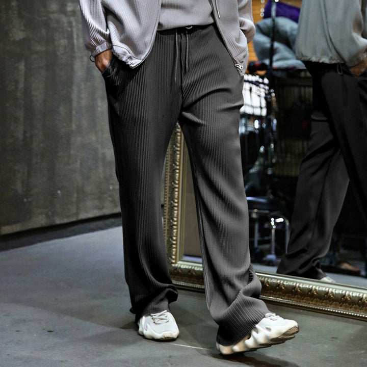 Drune | Dropping Gestreifte Hose mit hoher Taille und weitem Bein