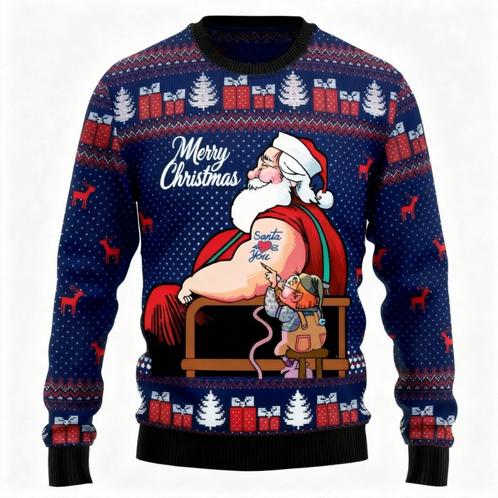 Drune | Maximale Freude, minimaler Aufwand: Jolly Santa Druck Feiertags-Pullover