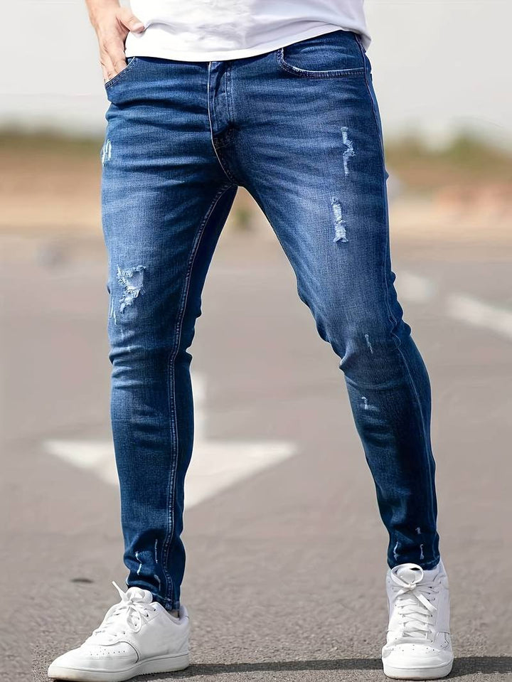Drune | Skinny Fit Jeans mit Rissen - Stretch Denim Hose für Alltag & Streetwear Style