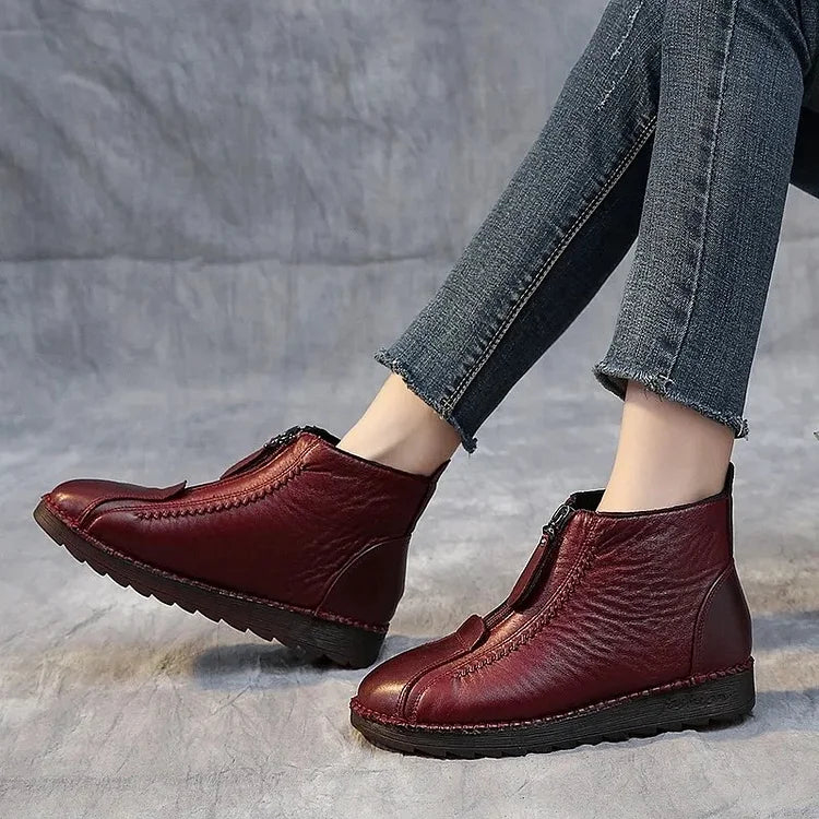Drune | Damen Echtes Leder Rutschfeste Stiefeletten