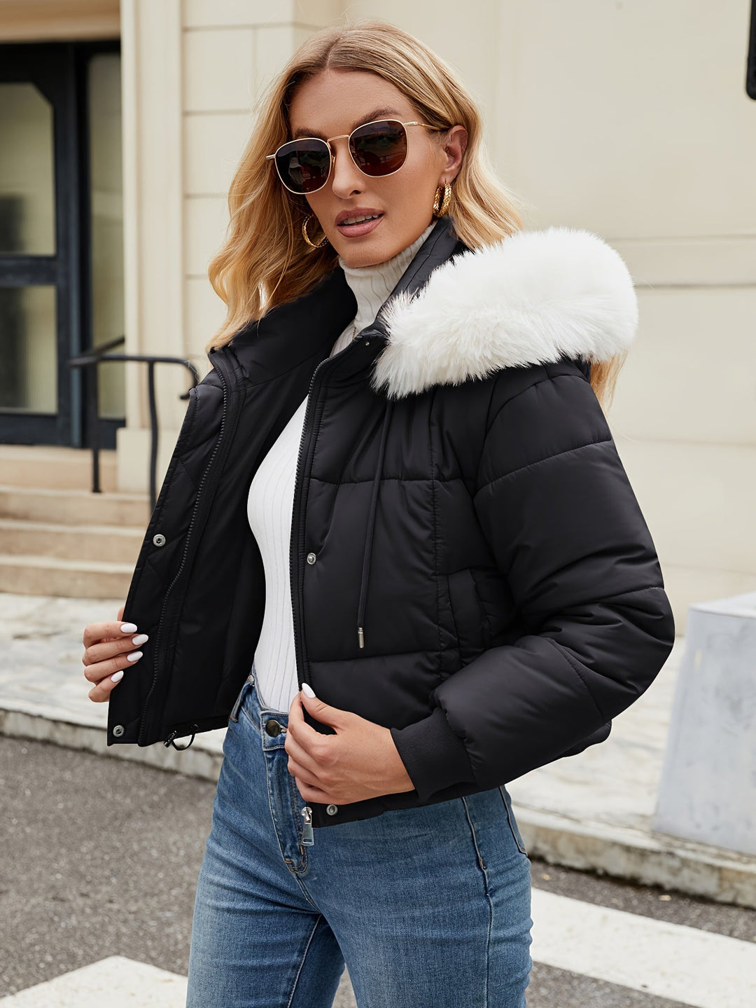 Drune | Elegante und warme schwarze Pufferjacke für den Winter