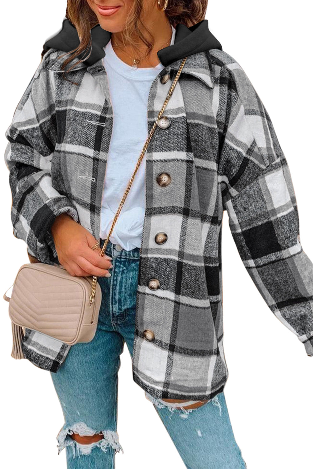 Drune | Gitter Oversized Jacke mit Kapuze Lässiger Komfort Warm und Trendy