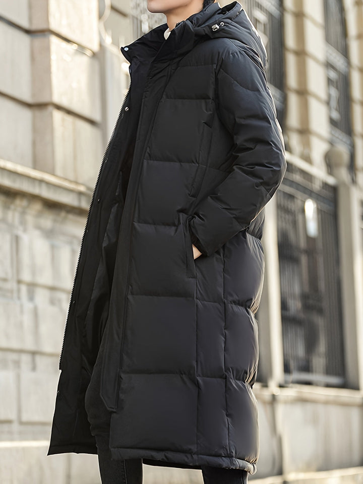 Drune |  Lange Kapuzen-Daunen-Winterjacke Für Herren - Perfekt für Outdoor-Aktivitäten